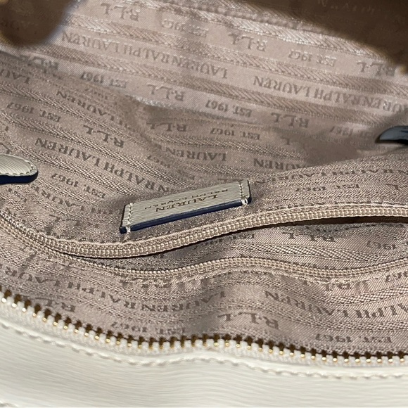 RALPH LAUREN WOMEN'S BAG cream and blue with zip closure at the top - Picture 8 of 15